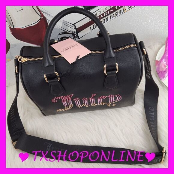 ❣️🎁TikTok Viral {Juicy Couture} Black Rhinestone Satchel Purse🎁❣️ NWT - Picture 5 of 8
